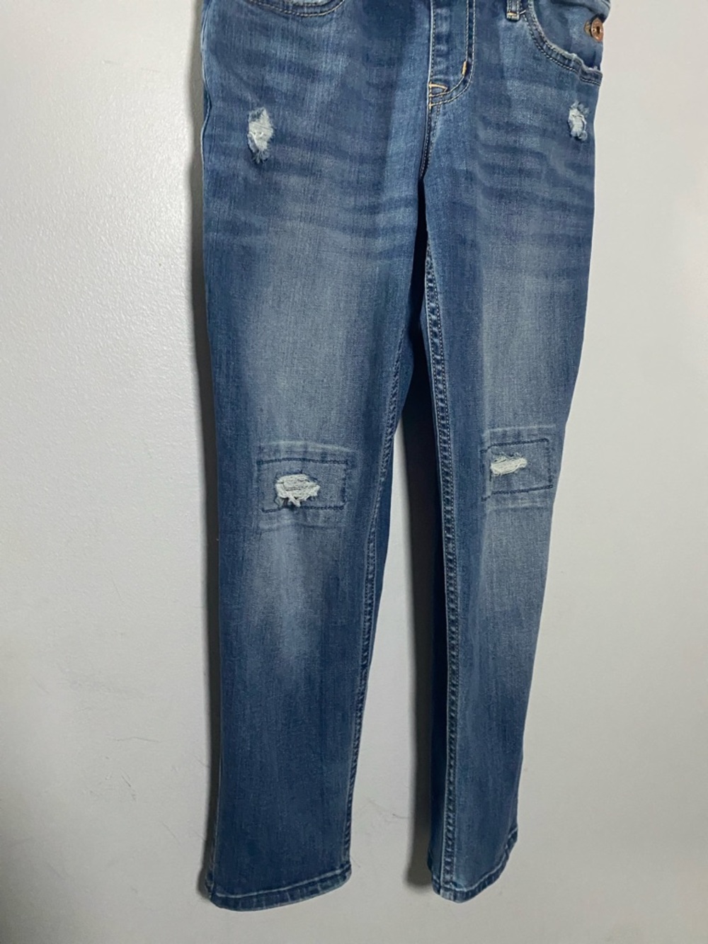 Abercrombie Kids Overalls Girls 9/10 Blue Jean Distressed Denim Classic Cowgirl - Picture 4 of 13